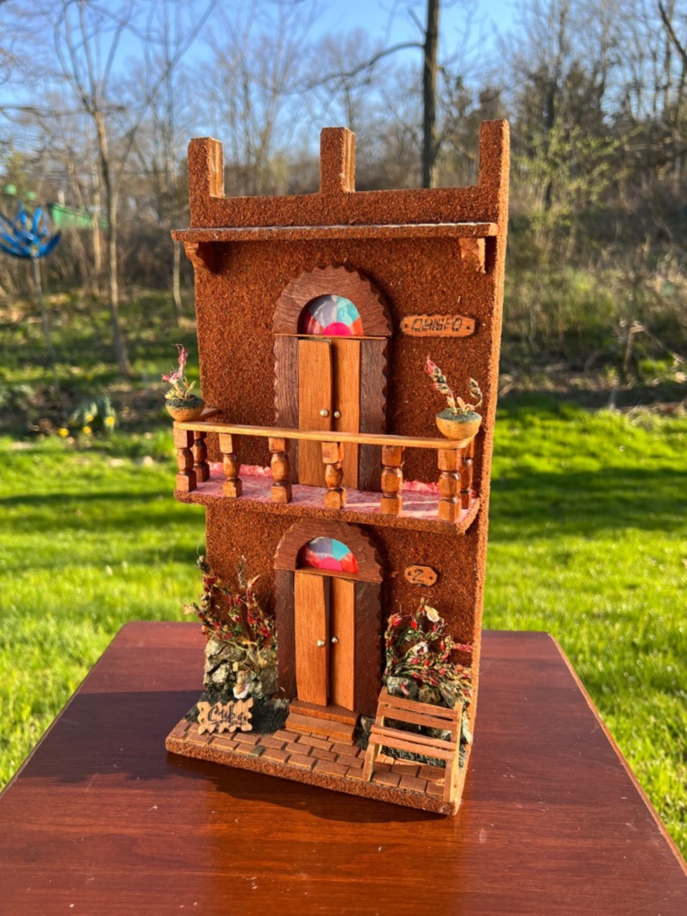 VTG 3D Wood House Diorama Handmade World Traveler Cuba Folk Art Wall Hanging